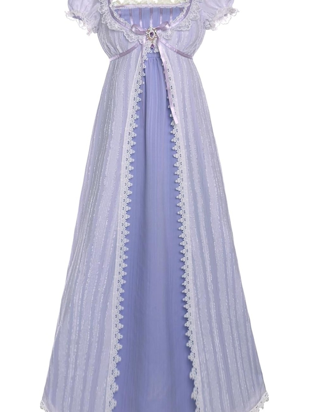 Lavender Lace Trim Long Dress